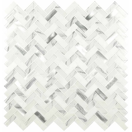 MSI Bytle Bianco Herringbone 12 In. X 12 In. X 6 Mm Textured Multi-Surface Mesh-Mounted Mosaic Tile, 15PK ZOR-MD-0304